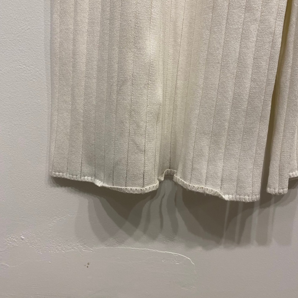 VRG GRL Cream White Ribbed Knit Wide Leg Pants High Waisted XS - Picture 3 of 6
